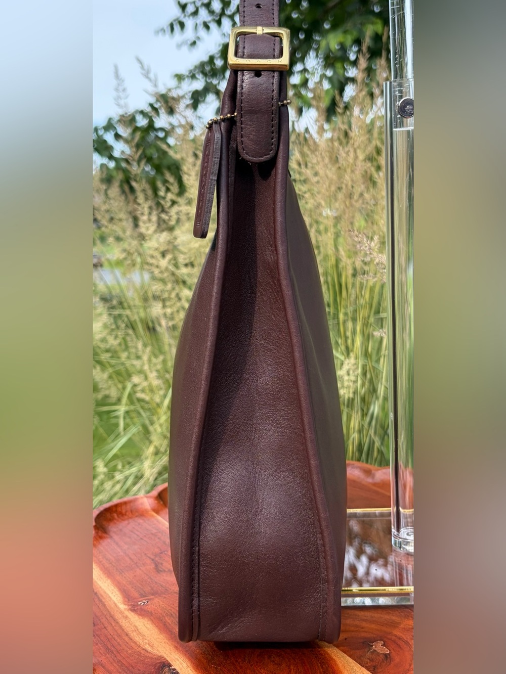 Vintage COACH Andrea Slim Mahogany Leather Hobo Shoulder Bag Rare 9073 - Picture 12 of 17